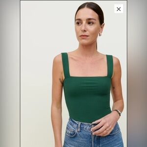 NWT Reformation Canyon Knit Tank Size M Dark Green Emerald